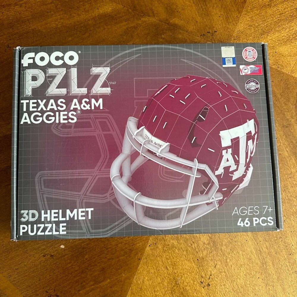 NCAA Texas A&M Aggies 3D Football Helmet Puzzle 46 Pieces-Ages 7+  FOCO PZLZ-NEW